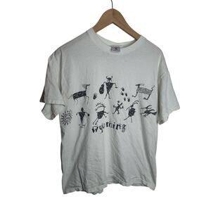 Vintage Delta Y2K Wyoming Aztec Southwestern Print T Shirt Double Print L